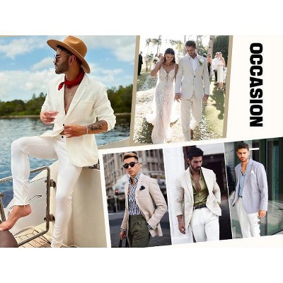 COOFANDY Men's Casual Linen Blazer Lightweight Regular Fit Sport Coat One Button Suit Jacket Navy Blue L — фото 7