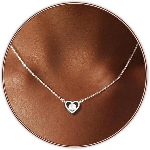 Gold Silver Plated Heart Choker Necklace Dainty Love Jewelry Gift - 1 of 4