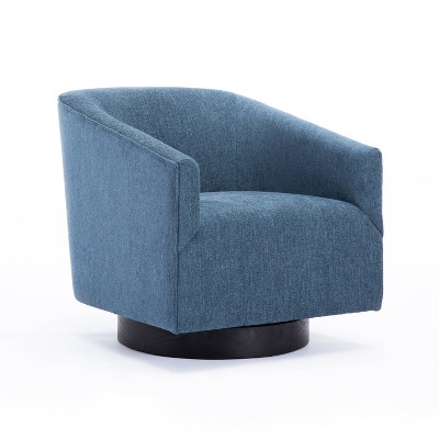 Cadet Blue Wood Swivel Barrel Comfort Chair