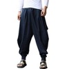 COOFANDY Men Harem Pants Baggy Linen Cotton Boho Yoga Pants Summer Beach Pants Casual Drop Crotch Trouser - 4 of 4