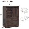 47″ Farmhouse 5 Drawer Dresser with Sliding Barn Doors & Adjustable Shelves, Rustic Wood Dressers Organizer for Bedroom, Kitchen, Hallway - 2 of 4