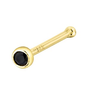 Jewelry Avalanche 22G 14K Gold Bezel-set Black Diamond Ball-end Nose Stud - 1 of 3