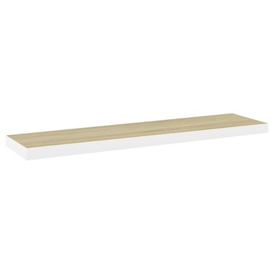 vidaXL Floating Wall Shelf Oak and White 47.2"x9.3"x1.5" MDF