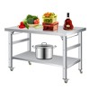 60" x 24" Stainless Steel Folding Table - 920 LBS Commercial Foldable Prep Table, Metal Worktable with Adjustable Undershelf and Lockable Casters - 2 of 4
