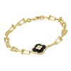 Designs By Gioelli 14K Gold Over Sterling Silver Onyx, Cubic Zirconia Clover Bracelet - 3 of 3