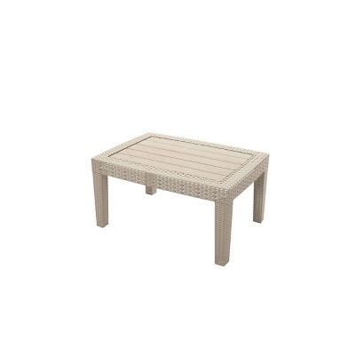 All-Weather 4-Person Beige Rattan Wicker Patio Conversation Set with Dark Gray Cushions