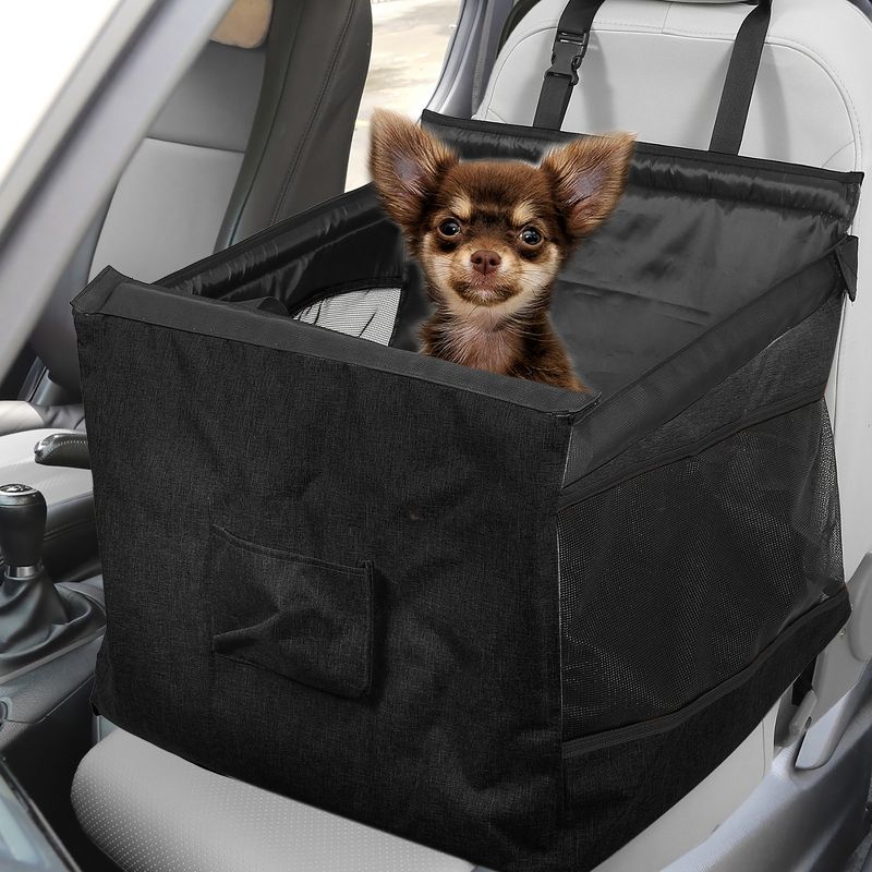 Unique Bargains Dog Car Seat Booster Seat Adjustable Straps Black 1 Pc, 2 of 9