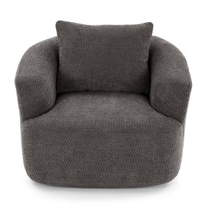 Lyngins Swivel Accent Chair with Throw Pillow,Upholstered Swivel Reading Chair with Curved Armrest,Polyester Sofa Chair for Bedroom,Living Room - 1 of 4
