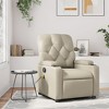 vidaXL Massage Recliner Chair for Elderly - Cream Faux Leather Vibrating Lounger with Manual Recline, Cup Holders - 2 of 4