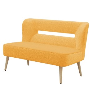 Beautyolove 46.5 in. W Yellow Velvet Upholstered Open Back 2-Seater Loveseat Sofa with Solid Wood Legs - 1 of 4