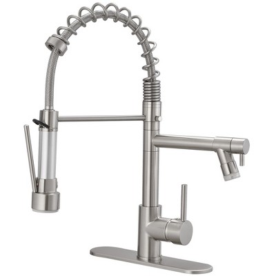 Single Handle Pull-Down Sprayer Kitchen Faucet With LED Light & Deck Plate
