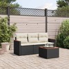 vidaXL Garden Sofa Set Black PE rattan 4 Piece Set Adjustable Armrests - 2 of 4