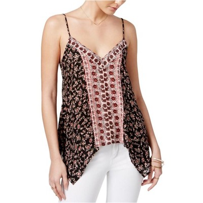 American Rag Womens Handkerchief Hem Floral Knit Blouse