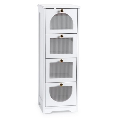 Small Bathroom Cabinet with Drawers, Freestanding Bathroom Floor Cabinet, Slim Storage Organizer