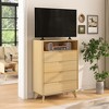 43 Inch Tall Fluted 4-Drawer Chest with Open Shelf, Modern Wooden Storage Cabinet for Bedroom, Living Room, Entryway - 2 of 4
