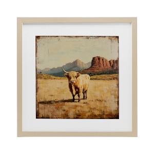 Stupell Industries Desert Cow Portrait Framed Print Under Glass - 1 of 4