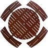 LOVSON 8-Person Outdoor Round Picnic Table Set with 4 Built-in Benches & Umbrella Hole - Perfect for Garden, Backyard, Porch & Patio - Brown Wood - 3 of 4