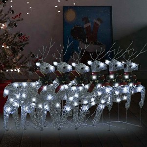 Aghana Digitals 6-Piece Silver Mesh Metal Christmas Reindeer Set with 120 LED Lights, 8 Lighting - 1 of 4