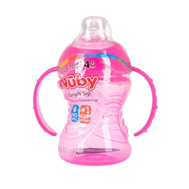 Nuby No Spill Super Spout Trainer Cup - Bright Pink - 8oz, 4 of 6
