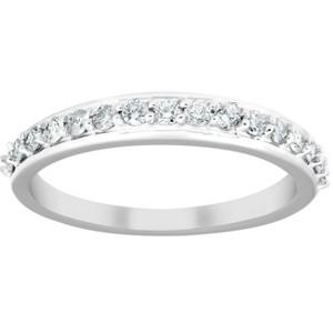 Pompeii3 1/3Ct Diamond Wedding Ring 14k White Gold Womens 16 Stone Band - 1 of 4