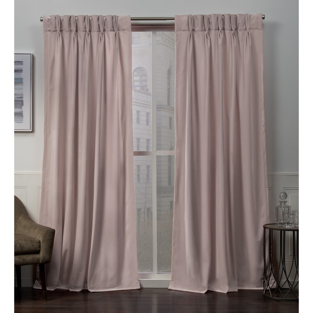 Photos - Curtains & Drapes Set of 2  Velvet Heavyweight Pinch Pleat Top Curtain Panel Blush(96"x54")