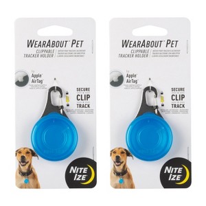 Nite Ize WearAbout Pet Clippable Tracker Holder - Compatible with Apple AirTag - Pet Tracker Keychain & Carabiner Clip - Lightweight - Blue (2 Pack) - 1 of 4