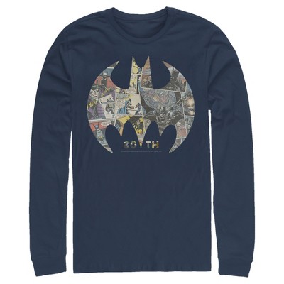 Men's Batman Shield Logo Comic 80th Anniversary Long Sleeve Shirt