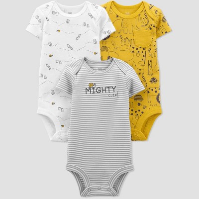 Baby Boys' 3pk Safari Bodysuit - Just One You® made by carter's Yellow/Gray/White 6M