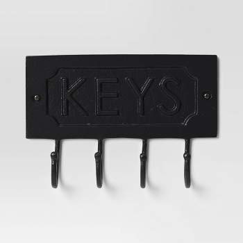Cast Aluminum Key Sign with Hooks Black - Threshold™