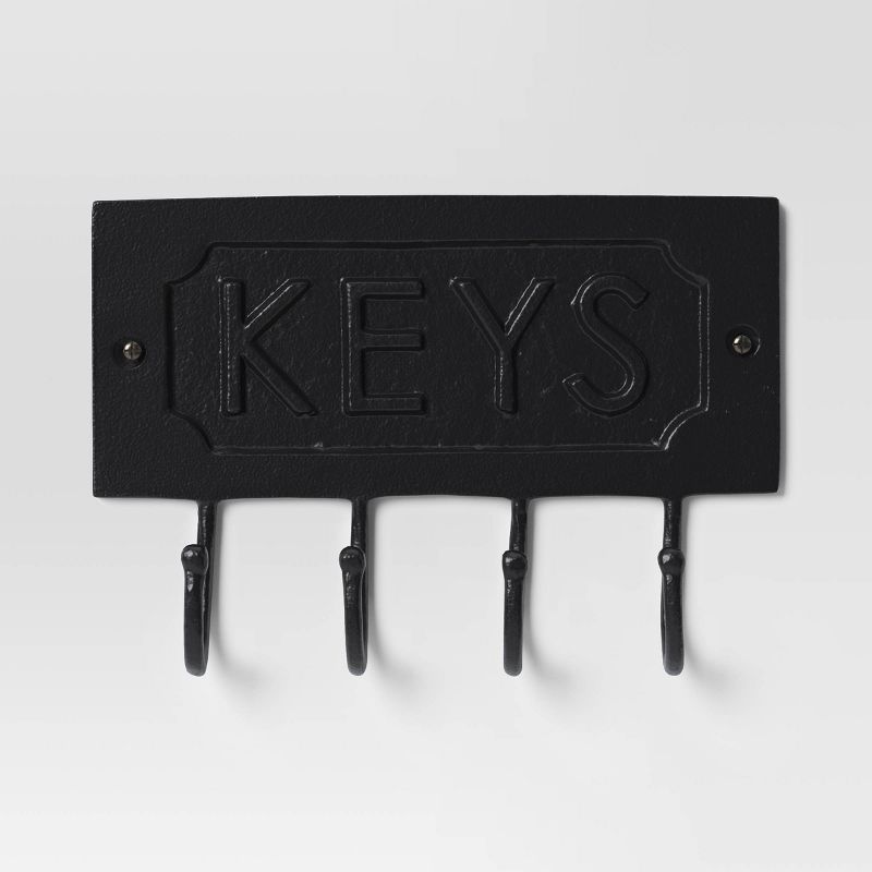 Cast Aluminum Key Sign with Hooks Black - Threshold&#8482;, 1 of 5