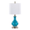 LumiSource Jasmine 22" Contemporary Table Lamp Clear Sapphire Blue Seeded Glass, Brushed Nickel and White Linen Shade - 4 of 4
