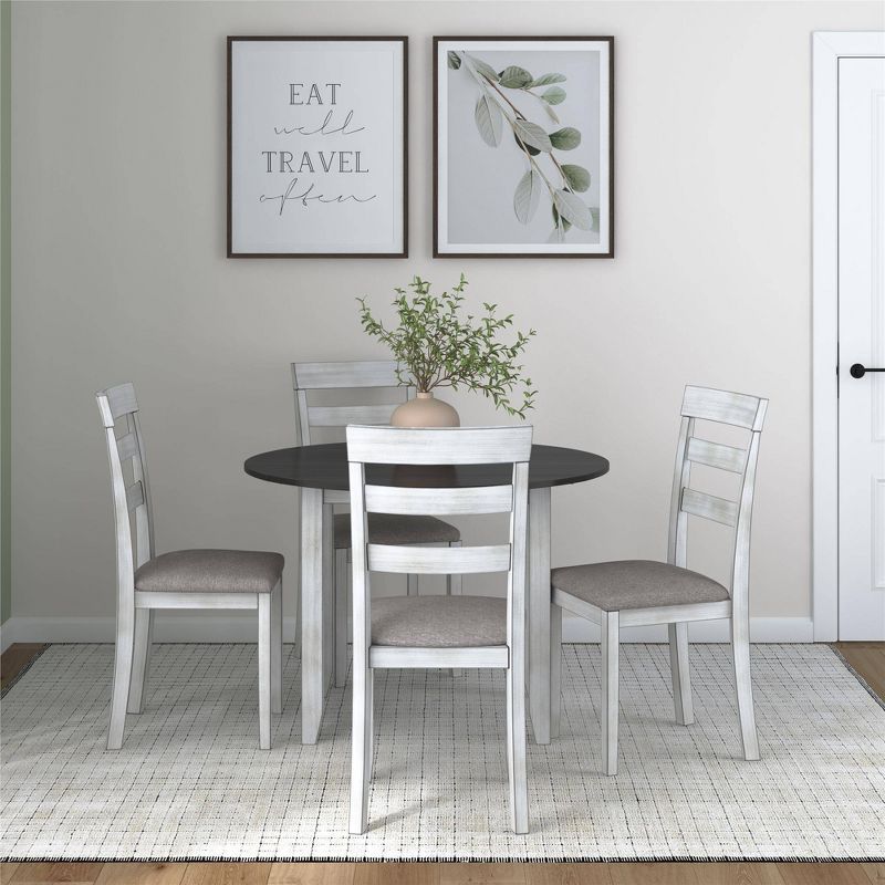 5pc Jersey Drop Leaf Wood Dining Set with Round Table and 2 Chairs Oyster - Dorel Home Products, 3 of 12
