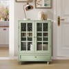 KTMBDW Sideboard Buffet Cabinet with Double Glass Doors and Drawer, Modern Wood Storage Bar Cabinet for Kitchen Living Room - 2 of 4