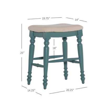 Marino Elegant Blue Wood Backless Counter Stool with Padded Seat
