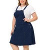 Women's Plus Size Denim Side Button Adjustable Strap Back Crisscross Overall Jumpers - Agnes Orinda - 2 of 4