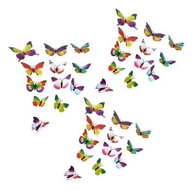 Unique Bargains Room Decor 3D Butterfly Wall Stickers Decal Colorful 36pcs