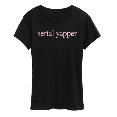 Women's Instant Message Serial Yapper Short Sleeve Graphic T-Shirt - Black - 3X