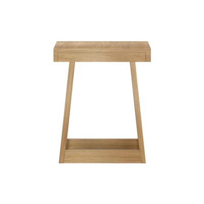 Blonde Wirebrush Solid Pine Wood Square Side Table