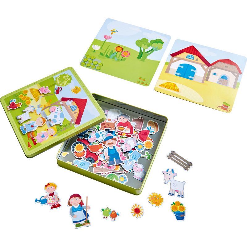HABA Peter and Pauline's Farm Magnetic Game with 4 Background Scenes in Storage Tin, 1 of 6