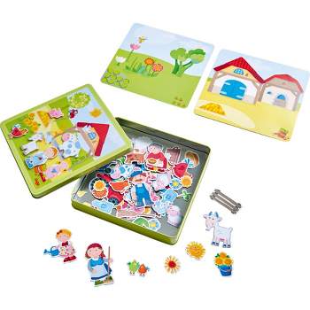 HABA Peter and Pauline's Farm Magnetic Game with 4 Background Scenes in Storage Tin