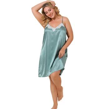 Agnes Orinda Women's Plus Size Satin Star Print Lace Trim Sleeveless Home Nightgowns