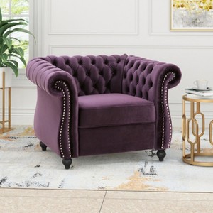 GDFStudio Tampa Contemporary Upholstered Tufted Club Chair with Nailhead Trim - 1 of 4
