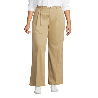 Lands' End Women's High Rise Crisp Poplin Chino Wide Leg Pants