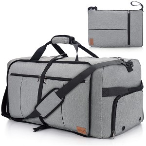 MaseiKar 80L Large Duffle Bag for Travel, 26' Travel Duffel with Shoe Compartment, Foldable Collapsible Gym Bag, Waterproof & Tear Resistant (Gray) - 1 of 4