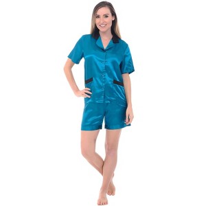 ADR Women's Satin Pajamas, Short Sleeve Pj Set - 1 of 3