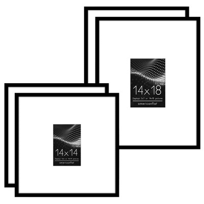 Americanflat Set of 4 Picture Frames - Gallery Wall Frame Set with Two 14x14 Frames with 4x6 Mats and Two 14x18 Frames with 5x7 Mats - Black