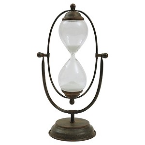 Storied Home Decorative Metal and Glass Hour Glass 7.75"x14.5": Indoor Figurine, No Battery Required - 1 of 3