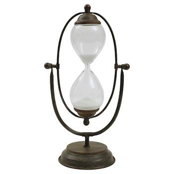 Decorative Metal and Glass Hour Glass (7-3-4"L x 14-1-2"H) - Storied Home