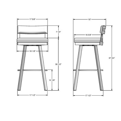 Greige Faux Leather Swivel Barstool with Black Metal Base