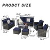 7 Piece Outdoor Wicker Patio Furniture Set,Rattan Garden Sofa Set with Loveseat,Ottomans and Table,Modular Outdoor Couch with Cushions-Coolbibila - 3 of 4
